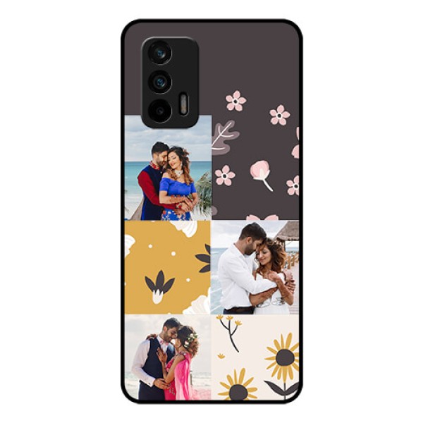 Realme X7 Max 5G Photo Printing on Glass Case - 3 Images with Floral Design Realme X7 Max 5G Photo Printing on Glass Case - 3 Images with Floral Design