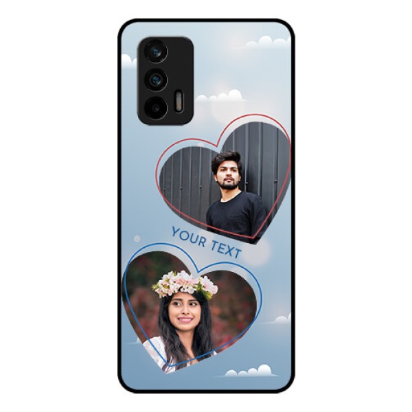Realme X7 Max 5G Custom Glass Mobile Case - Blue Color Couple Design Realme X7 Max 5G Custom Glass Mobile Case - Blue Color Couple Design