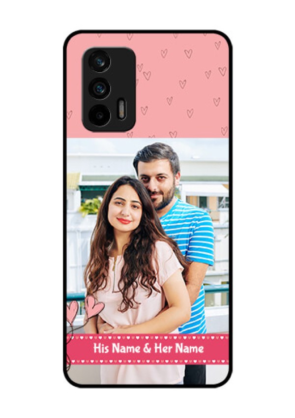 Realme X7 Max 5G Personalized Glass Phone Case - Love Design Peach Color