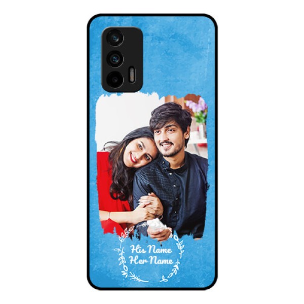 Realme X7 Max 5G Custom Glass Phone Case - Blue Color Vintage Design Realme X7 Max 5G Custom Glass Phone Case - Blue Color Vintage Design