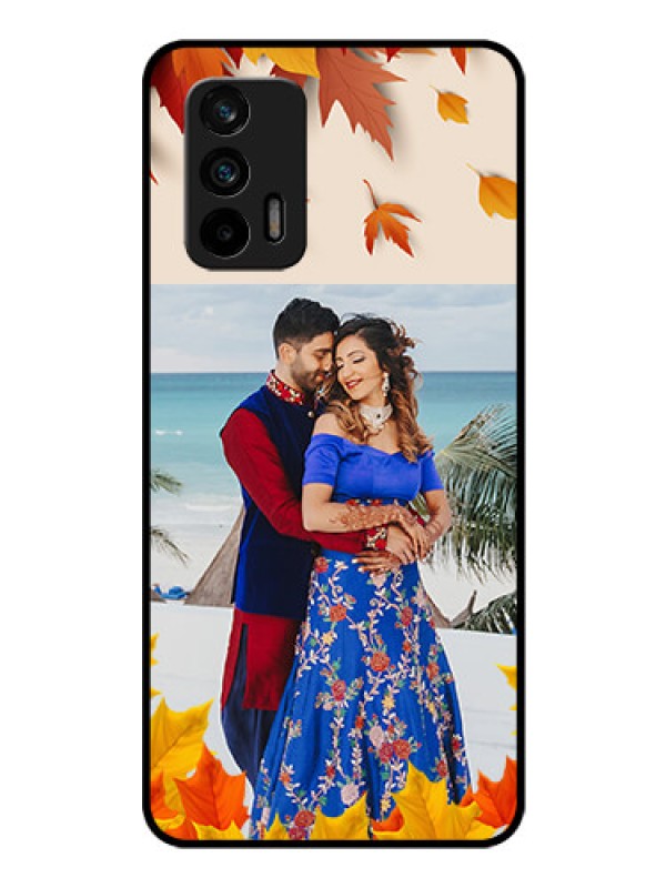 Custom Realme X7 Max 5G Photo Printing on Glass Case - Autumn Maple Leaves Design
