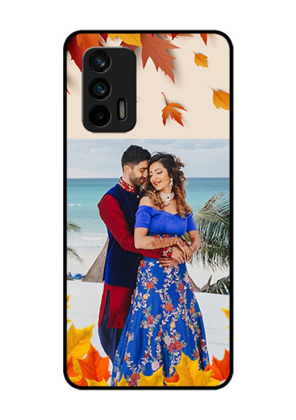 Realme X7 Max 5G Photo Printing on Glass Case - Autumn Maple Leaves Design