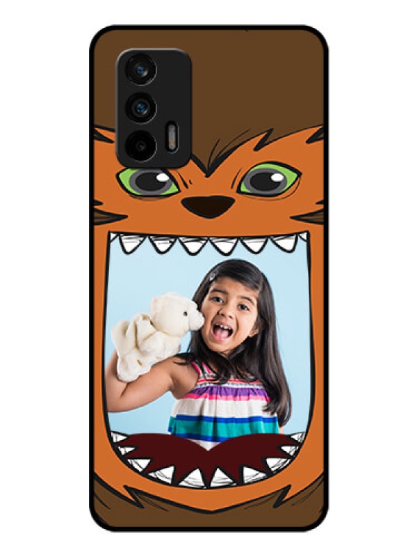 Custom Realme X7 Max 5G Photo Printing on Glass Case - Owl Monster Back Case Design