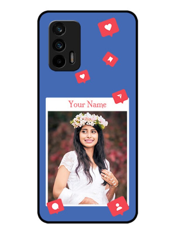 Custom Realme X7 Max 5G Custom Glass Phone Case - Like Share And Comment Design