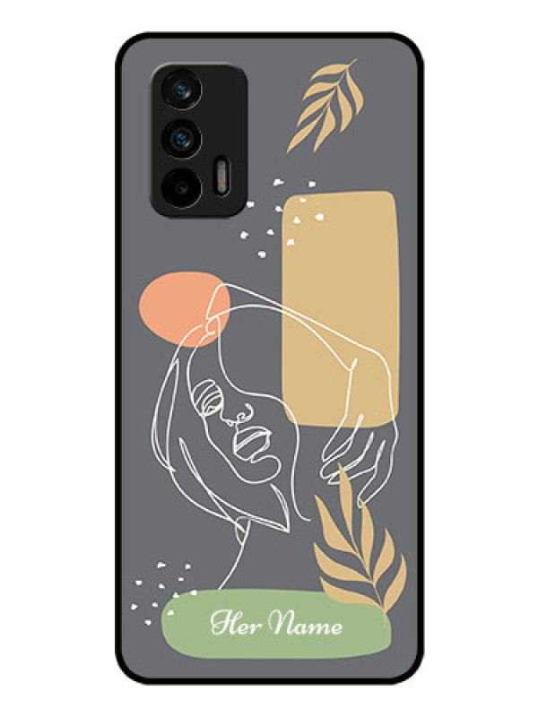 Custom Realme X7 Max 5G Custom Glass Phone Case - Gazing Woman line art Design