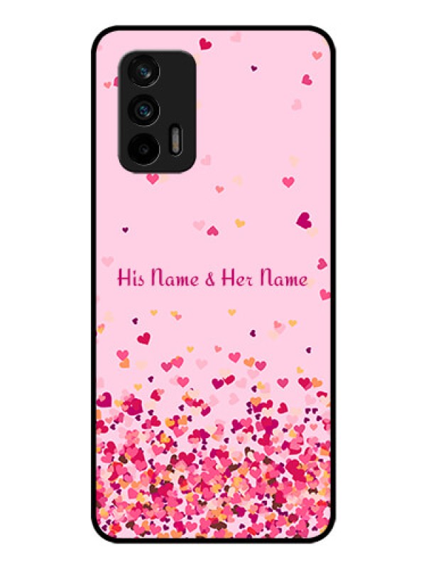 Custom Realme X7 Max 5G Photo Printing on Glass Case - Floating Hearts Design