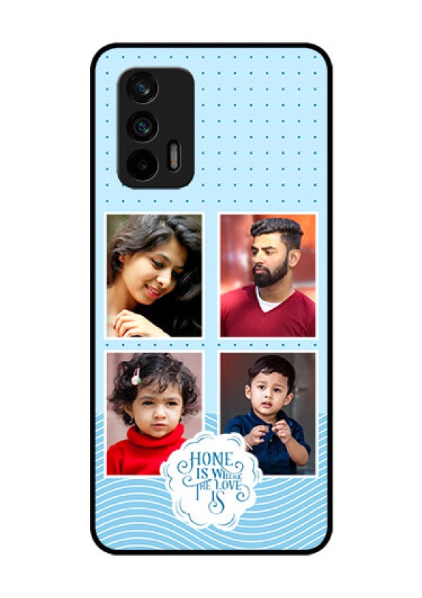 Realme X7 Max 5G Custom Glass Phone Case - Cute love quote with 4 pic upload Design