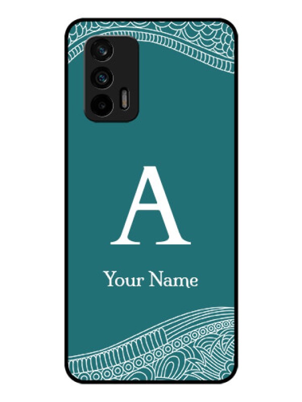 Custom Realme X7 Max 5G Personalized Glass Phone Case - line art pattern with custom name Design