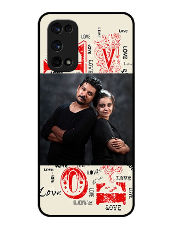 Custom Realme X7 Pro Photo Printing on Glass Case  - Trendy Love Design Case