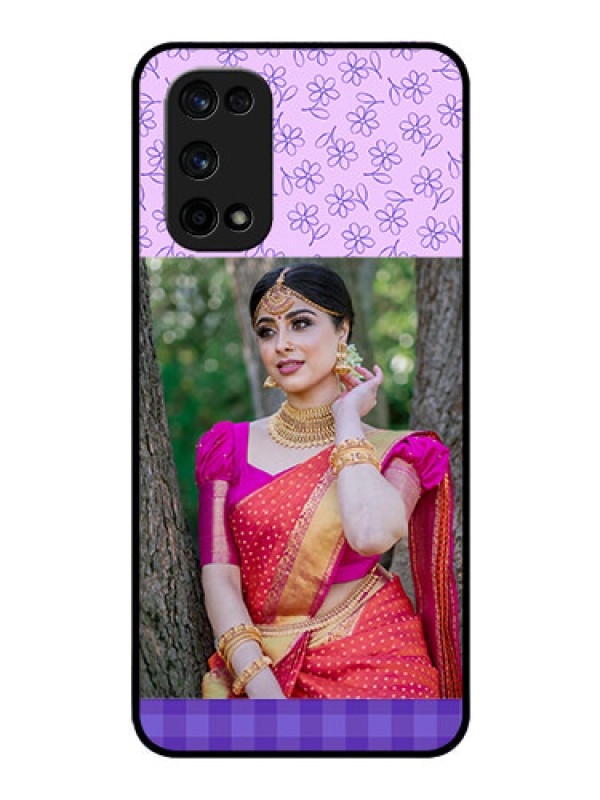 Custom Realme X7 Pro Custom Glass Phone Case  - Purple Floral Design