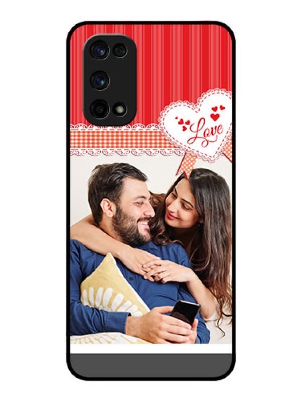 Custom Realme X7 Pro Custom Glass Mobile Case  - Red Love Pattern Design