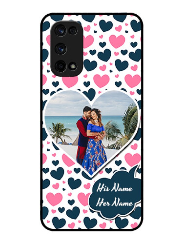 Custom Realme X7 Pro Custom Glass Phone Case  - Pink & Blue Heart Design