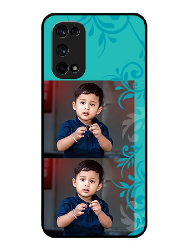 Custom Realme X7 Pro Personalized Glass Phone Case  - with Photo and Green Floral Design 