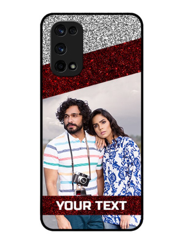 Custom Realme X7 Pro Personalized Glass Phone Case  - Image Holder with Glitter Strip Design