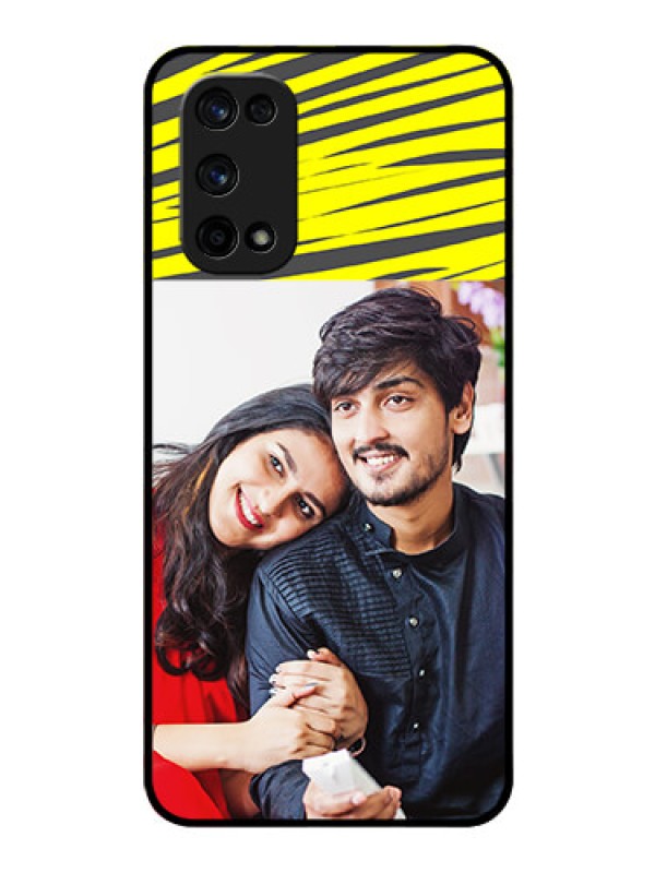 Custom Realme X7 Pro Photo Printing on Glass Case  - Yellow Abstract Design