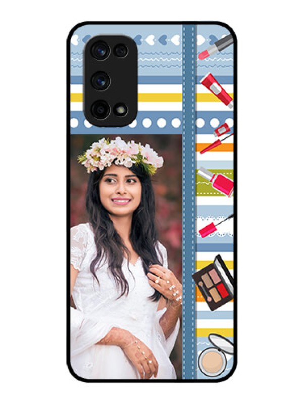 Custom Realme X7 Pro Personalized Glass Phone Case  - Makeup Icons Design