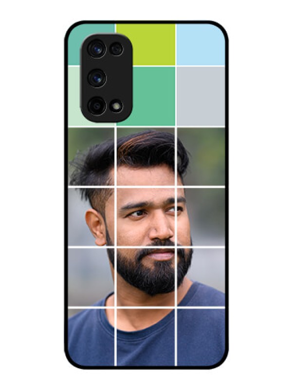 Custom Realme X7 Pro Photo Printing on Glass Case  - with white box pattern 