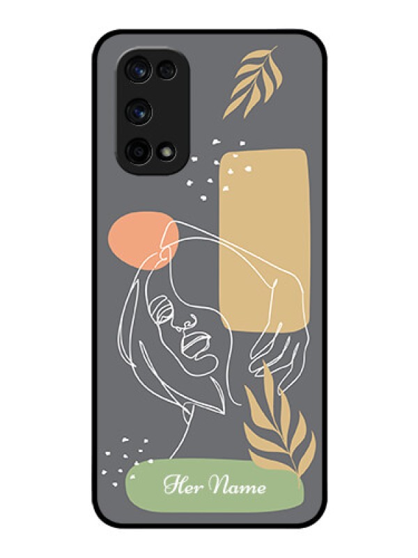 Custom Realme X7 Pro Custom Glass Phone Case - Gazing Woman line art Design
