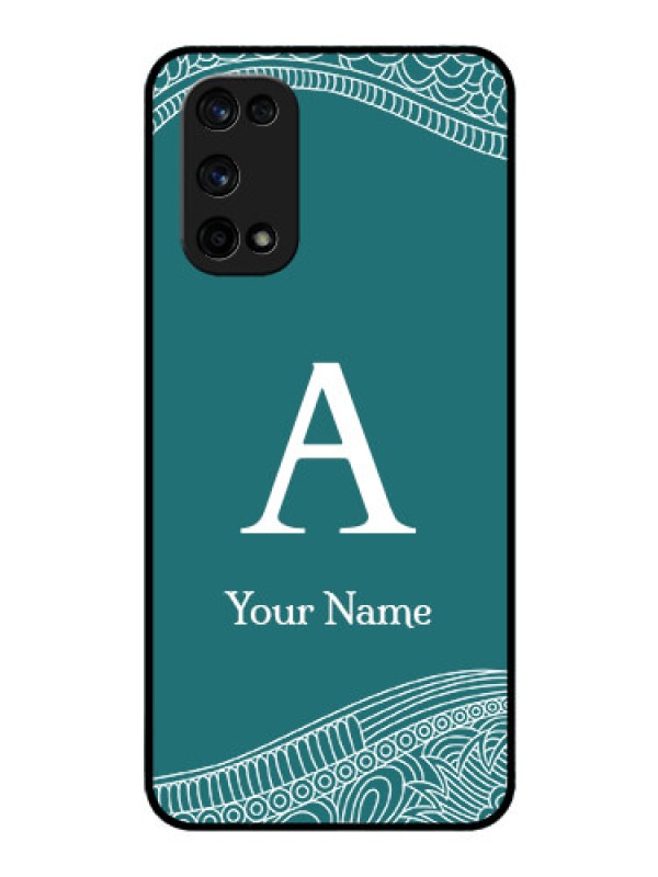 Custom Realme X7 Pro Personalized Glass Phone Case - line art pattern with custom name Design