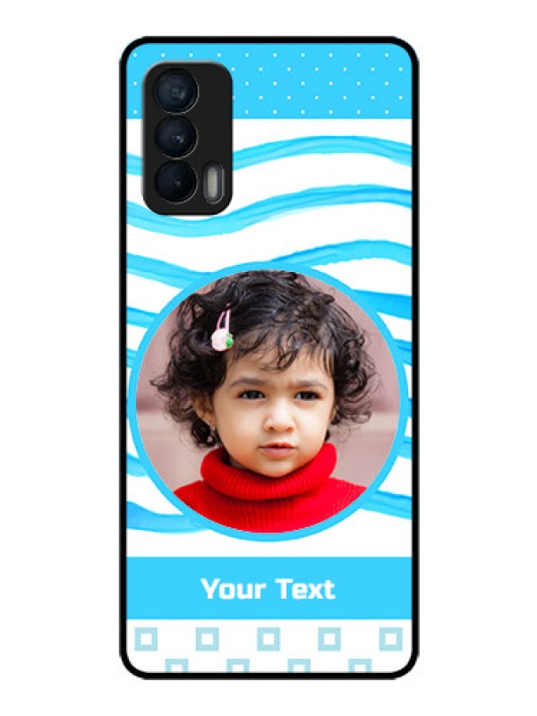 Custom Realme X7 Custom Glass Phone Case  - Simple Blue Case Design