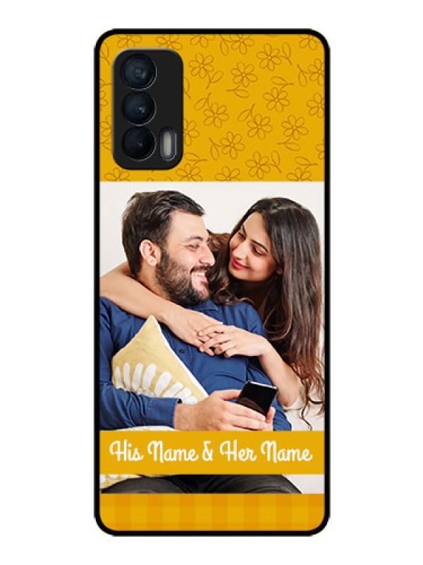 Custom Realme X7 Custom Glass Mobile Case  - Yellow Floral Design