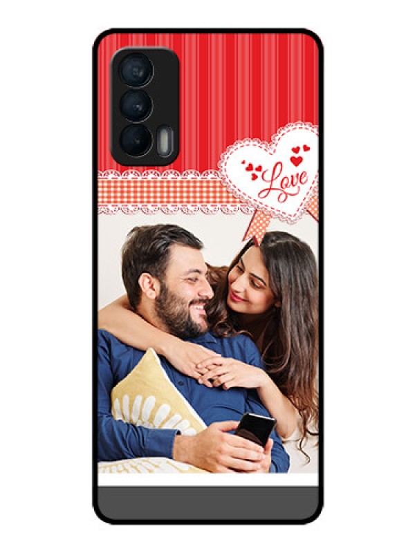 Custom Realme X7 Custom Glass Mobile Case  - Red Love Pattern Design