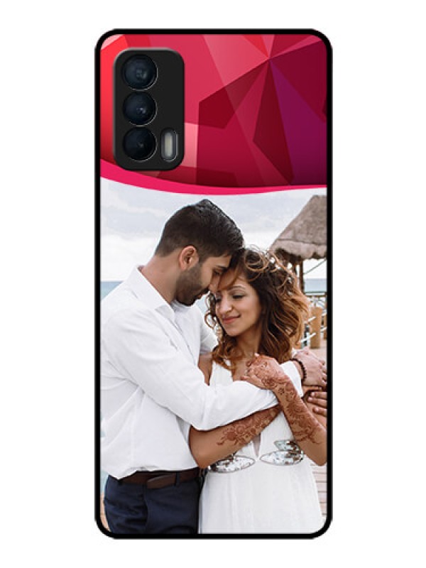 Custom Realme X7 Custom Glass Mobile Case  - Red Abstract Design