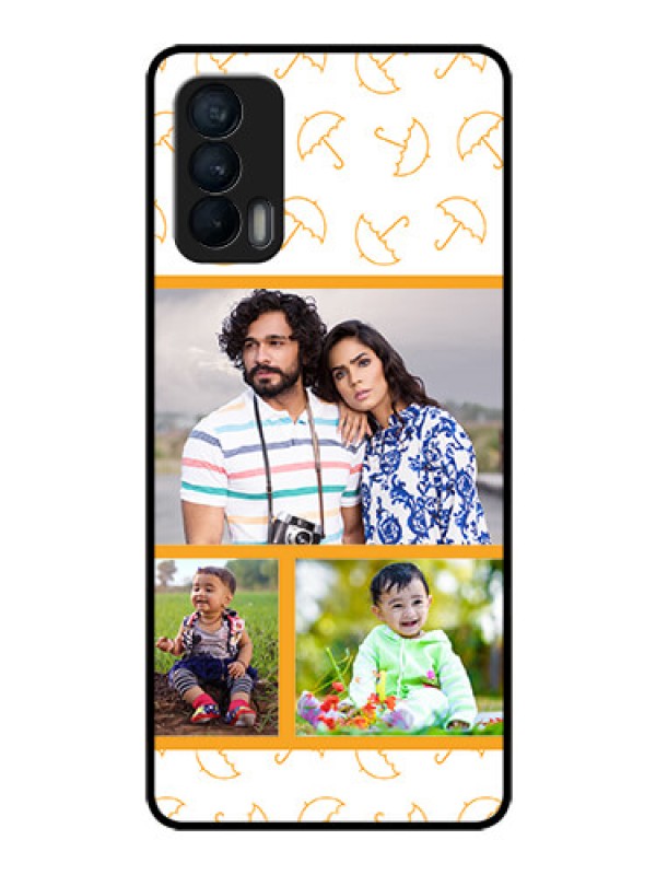 Custom Realme X7 Custom Glass Mobile Case  - Yellow Pattern Design
