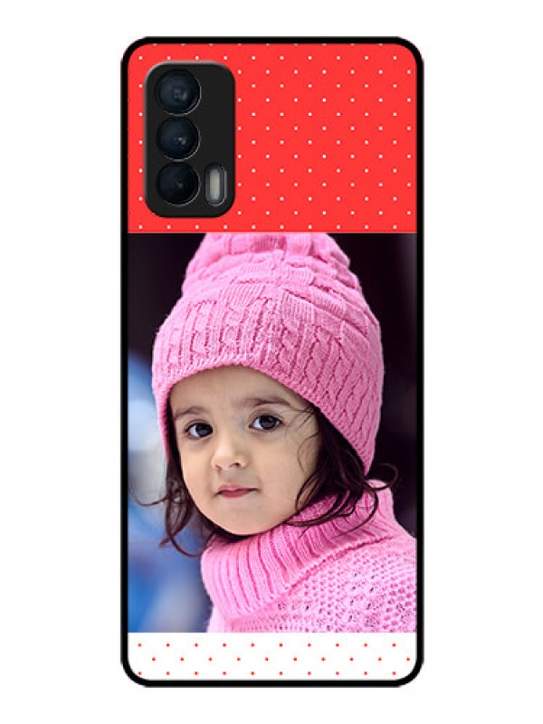 Custom Realme X7 Photo Printing on Glass Case  - Red Pattern Design