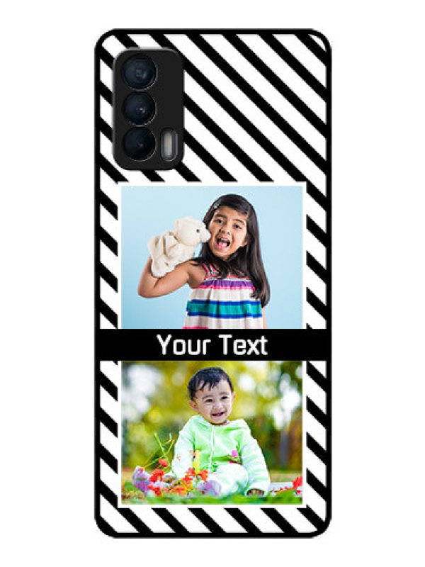 Custom Realme X7 Photo Printing on Glass Case  - Black And White Stripes Design