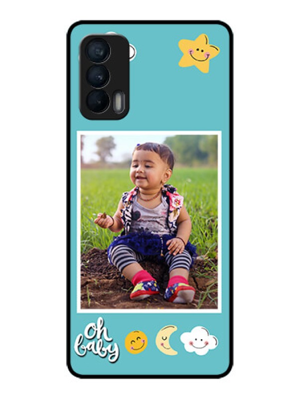 Custom Realme X7 Personalized Glass Phone Case  - Smiley Kids Stars Design