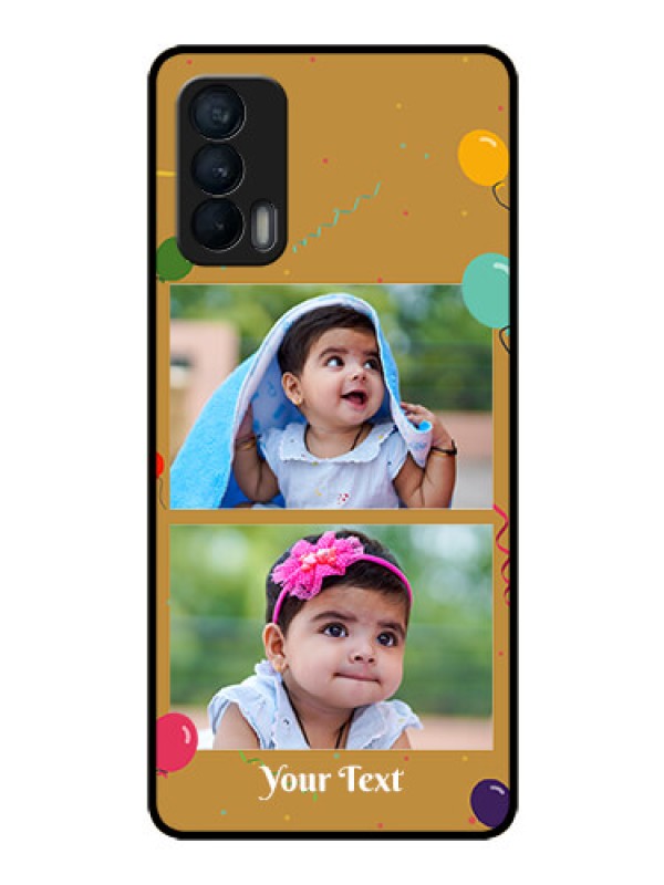 Custom Realme X7 Personalized Glass Phone Case  - Image Holder with Birthday Celebrations Design