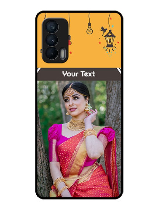 Custom Realme X7 Custom Glass Mobile Case  - with Family Picture and Icons 