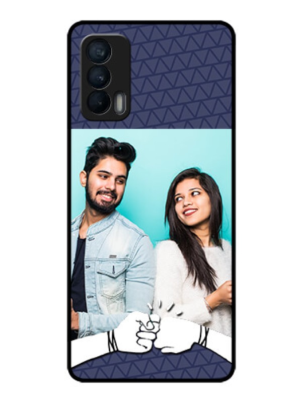 Custom Realme X7 Photo Printing on Glass Case  - with Best Friends Design  
