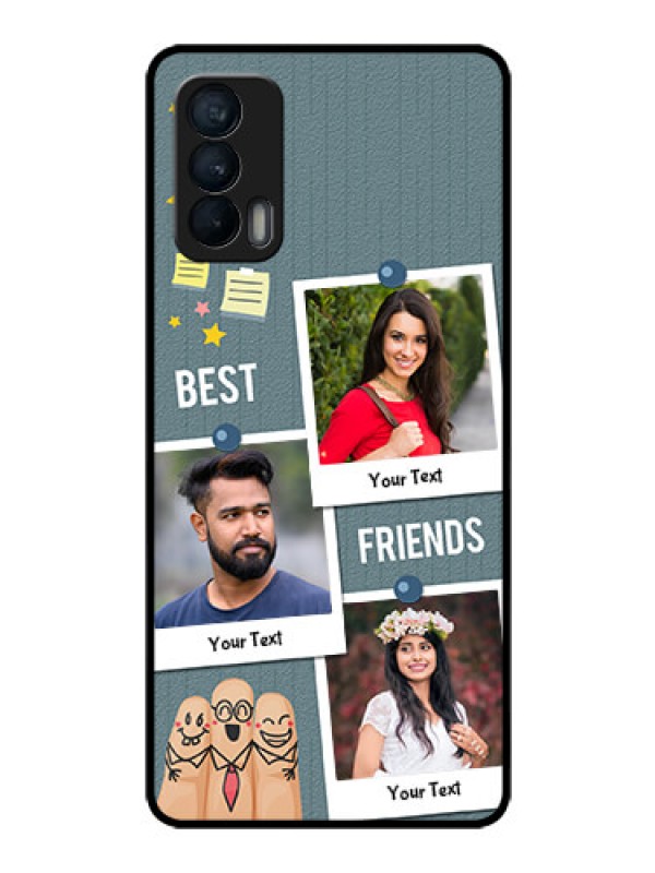 Custom Realme X7 Personalized Glass Phone Case  - Sticky Frames and Friendship Design