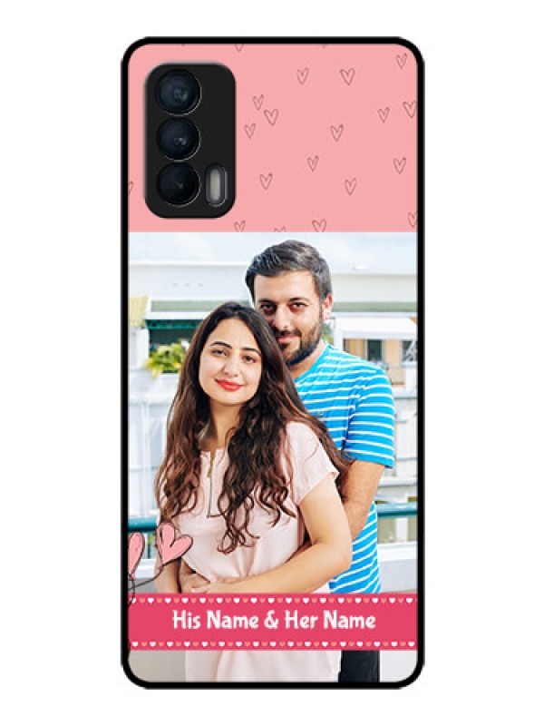 Custom Realme X7 Personalized Glass Phone Case  - Love Design Peach Color
