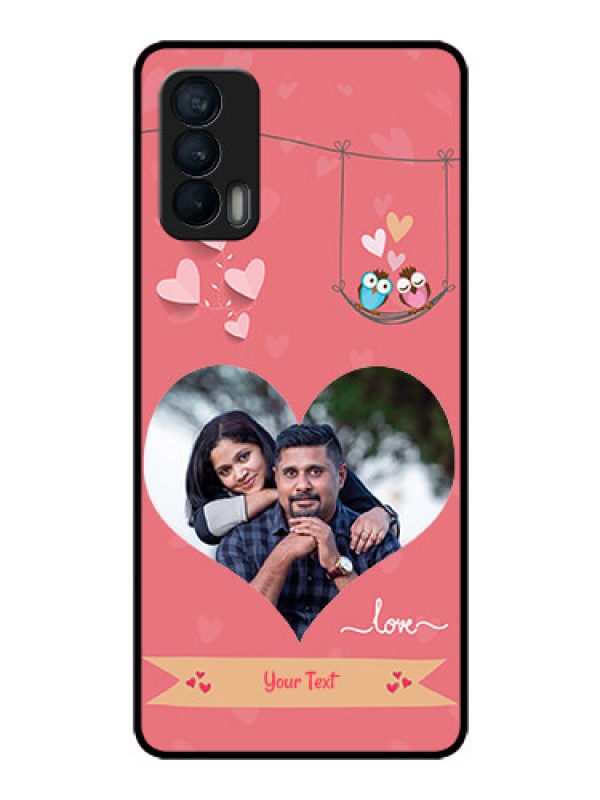 Custom Realme X7 Personalized Glass Phone Case  - Peach Color Love Design 