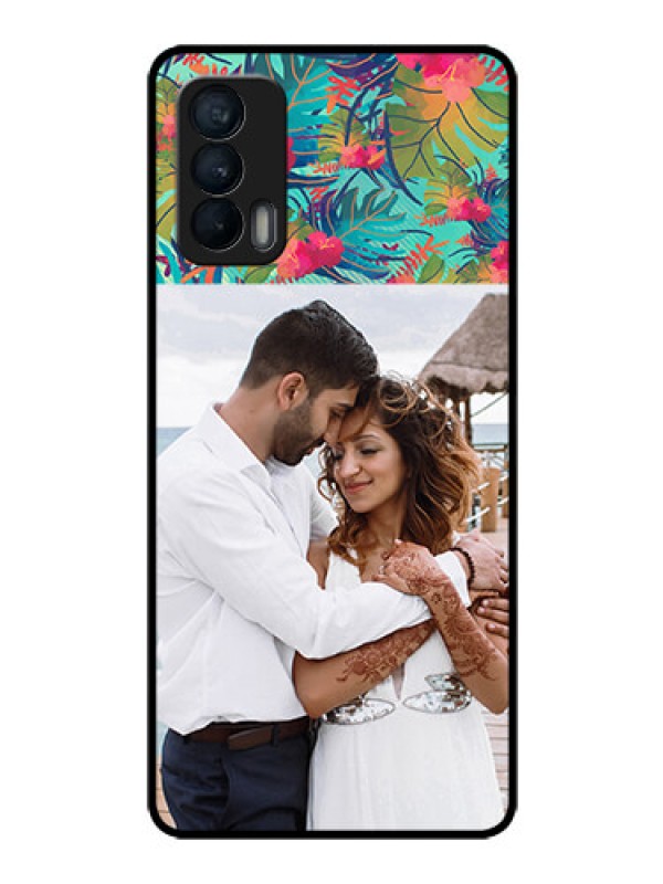 Custom Realme X7 Photo Printing on Glass Case  - Watercolor Floral Design