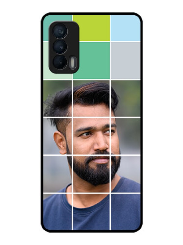 Custom Realme X7 Photo Printing on Glass Case  - with white box pattern 