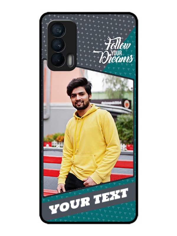 Custom Realme X7 Personalized Glass Phone Case  - Background Pattern Design with Quote