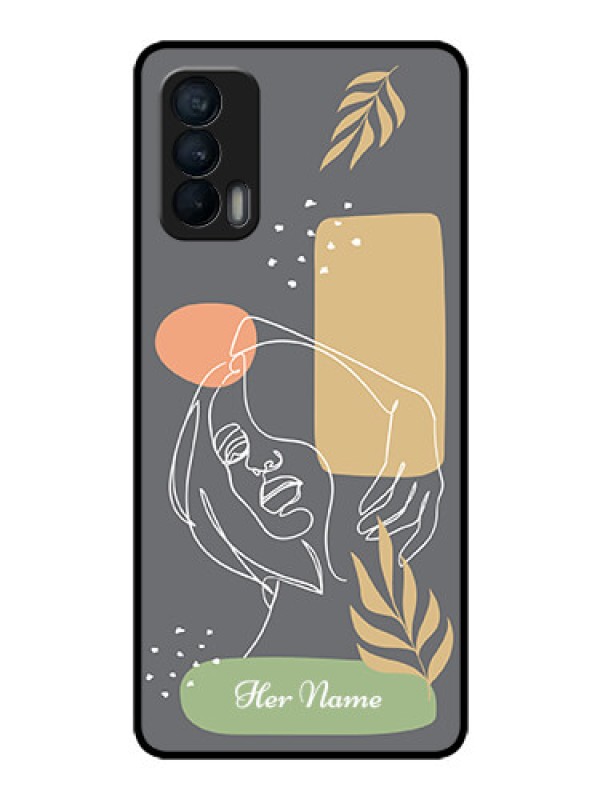 Custom Realme X7 Custom Glass Phone Case - Gazing Woman line art Design