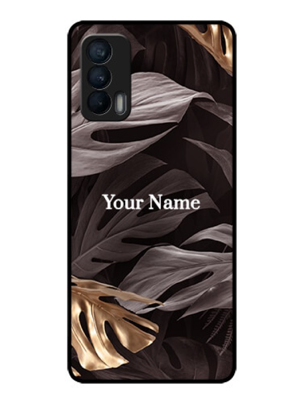 Custom Realme X7 Personalised Glass Phone Case - Wild Leaves digital paint Design