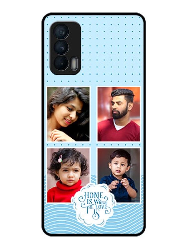 Custom Realme X7 Custom Glass Phone Case - Cute love quote with 4 pic upload Design