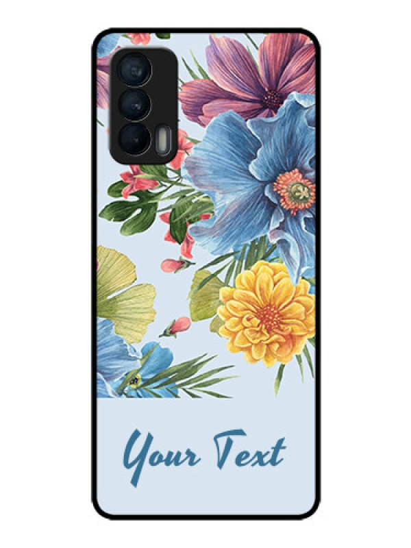 Custom Realme X7 Custom Glass Mobile Case - Stunning Watercolored Flowers Painting Design