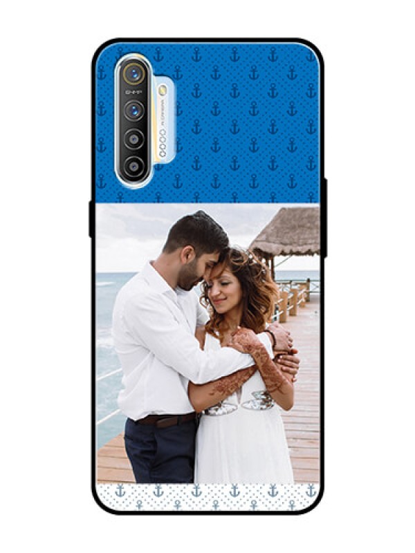 Custom Realme XT Photo Printing on Glass Case  - Blue Anchors Design