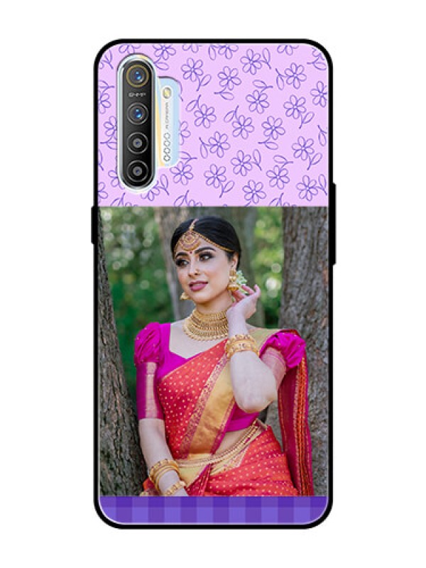 Custom Realme XT Custom Glass Phone Case  - Purple Floral Design