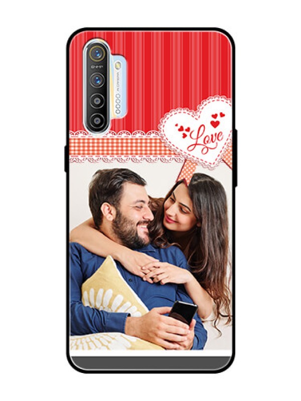 Custom Realme XT Custom Glass Mobile Case  - Red Love Pattern Design