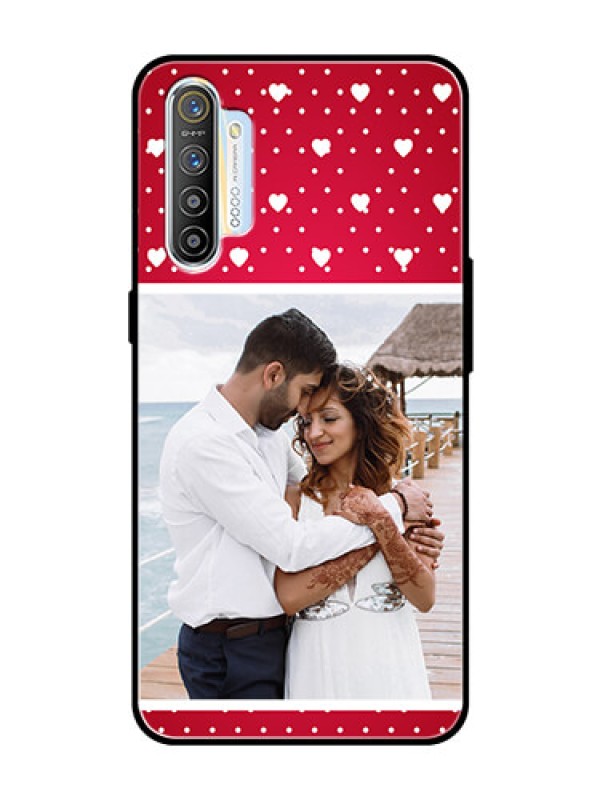 Custom Realme XT Photo Printing on Glass Case  - Hearts Mobile Case Design