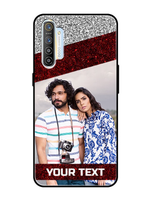 Custom Realme XT Personalized Glass Phone Case  - Image Holder with Glitter Strip Design