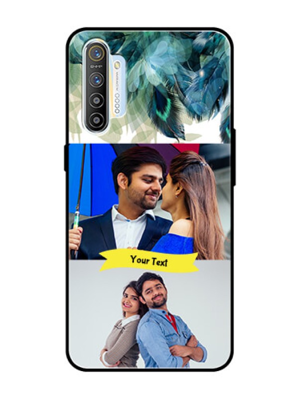 Custom Realme XT Personalized Glass Phone Case  - Image with Boho Peacock Feather Design